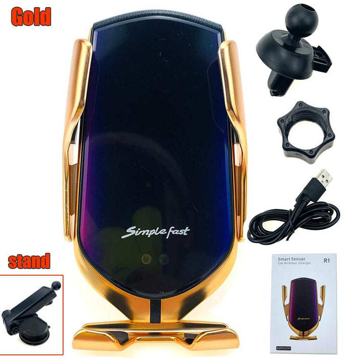 Automatic Luxury Modern Car Wireless Charger Infrared Induction Wireless Charger For Phones Sliver/Gold