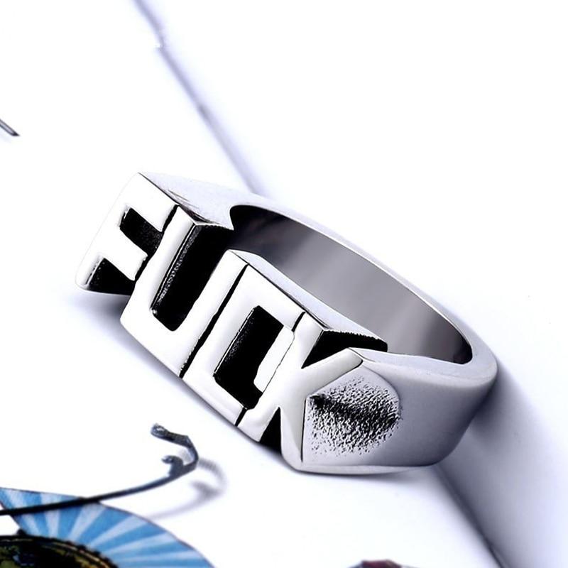 Endless Fashion Letter Ring Man Style Stainless Steel Rings For Women Wedding Custom Letters Initials Ring F Word Punk Style