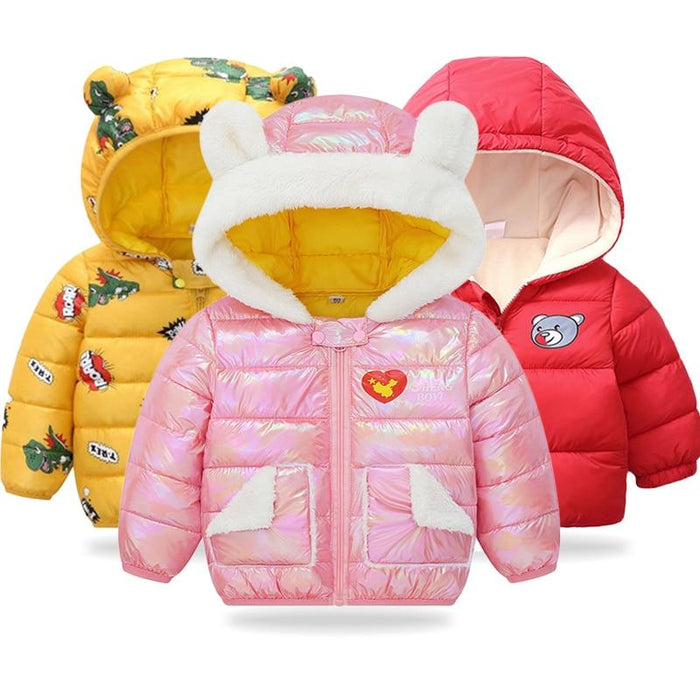 Infant Baby Hooded Warm Jackets For Baby Girls  and Baby Boys For WInter In Modern New Luxury Shiny Design