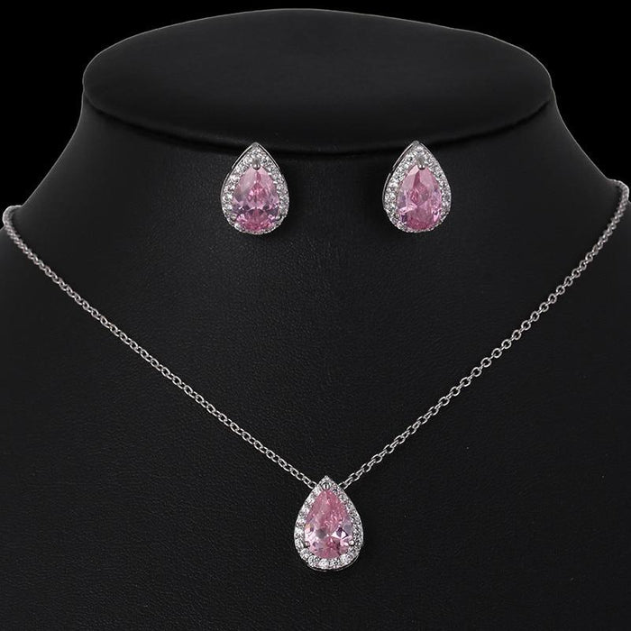 Modern Water Drop Cubic Zirconia Elegant Wedding Jewelry Sets Inlay Luxury Amazing Crystal Bridal Jewelry Set