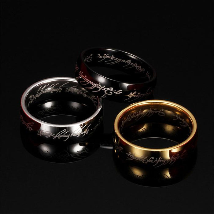 Great Stainless Steel One Ring of Power Elegant Gold Color Wedding Ring Modern Lovers Women Men Fashion Jewelry