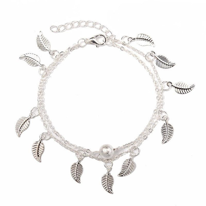 Heart Bohemian Silver Color Anklet Bracelet Heart shape Female Anklets foot Jewelery Style 2020