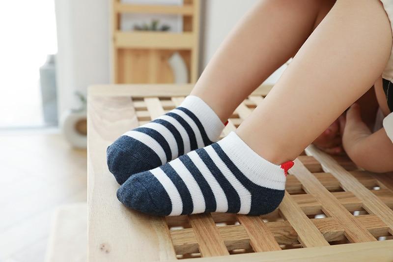 5 Pairs Cotton Mesh Cute Lovely Short Baby White Comfortable Sock With Red Heart For Girls And Boys