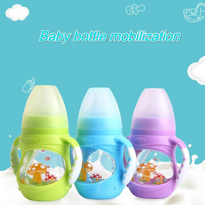 Infant Food Silicone Glass Feeding Bottle For Baby Feeding Bottle Children Drink Water to Feed Glass For Baby