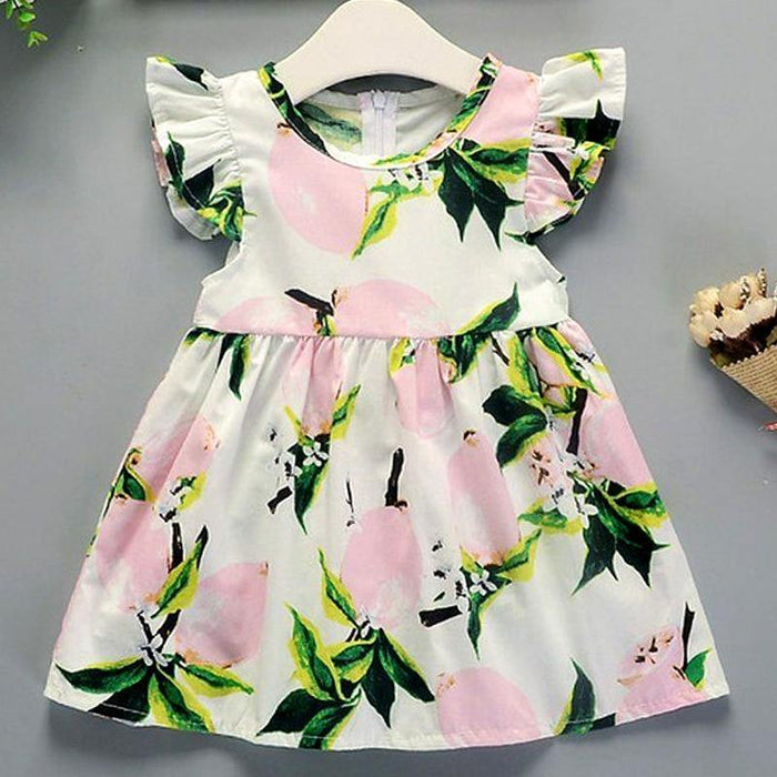 Baby Summer New Children Female Cotton A-Line Dress Kids Clothes Floral Princess Tutu Dresses For Girls