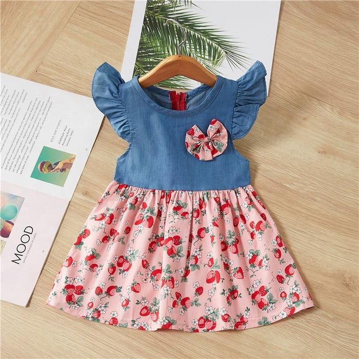 Baby Summer New Children Female Cotton A-Line Dress Kids Clothes Floral Princess Tutu Dresses For Girls