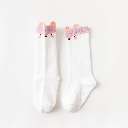 White Baby Sock Non Slip Cotton Long Socks Newborn Knee High Socks For Baby Girls Super Elastic Cute Design