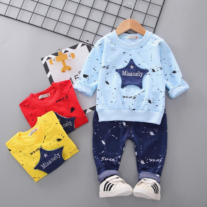 Modern Elegant Luxury Baby Boys Costume Star Camouflage Tracksuit Tops Pants 2PCS