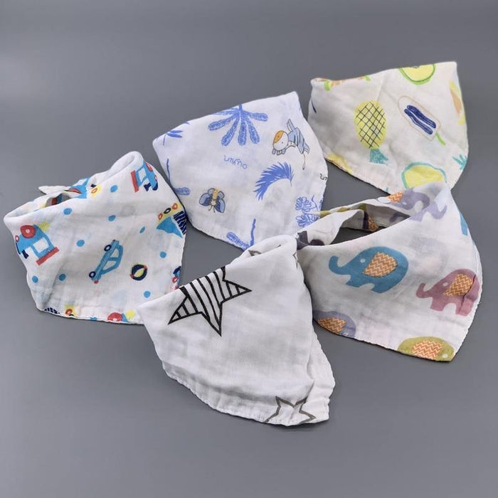 Modern 5PCS/Pack Cotton Baby Bibs 4 Lyers Girls Boys Triangle Feeding Burp Cloth  Collar Scarf For Feeding