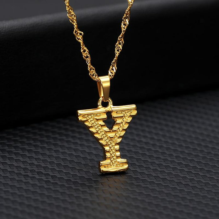 Modern NEW Luxury Shiny Tiny Gold Initial Letter Necklace For Women and Man In Jewelry Hip Hop Retro Design