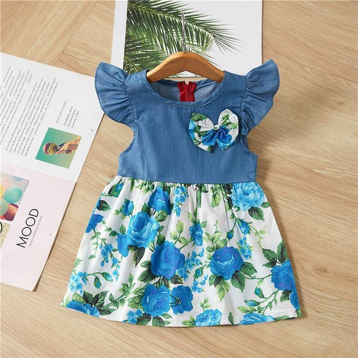 Baby Summer New Children Female Cotton A-Line Dress Kids Clothes Floral Princess Tutu Dresses For Girls