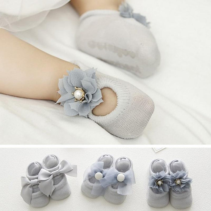 Baby Girl  Anti-Slip Cotton Bow Lace Flower Floor Socks Spring Socks Excellent Quality Everyday Wear