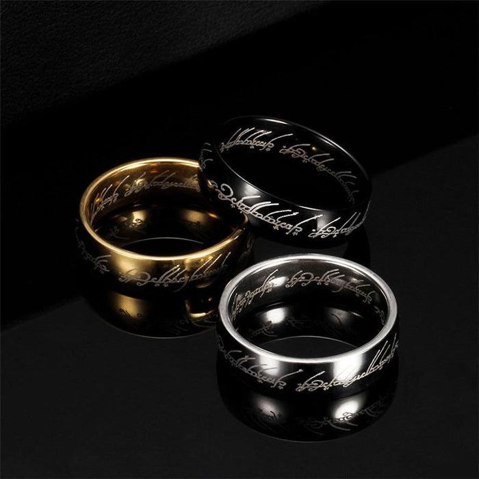 Great Stainless Steel One Ring of Power Elegant Gold Color Wedding Ring Modern Lovers Women Men Fashion Jewelry