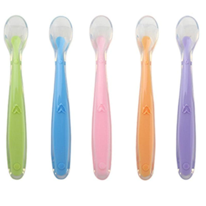 Silicone Baby Soft Soup Spoon Healthy Infant Sucker Candy Color Kitchen Cooking Spoon Rice Spoon Children Dishes Tableware for Kids