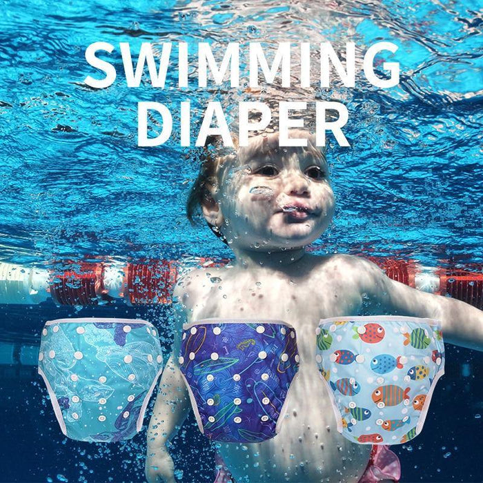 Baby Reusable Swimming Diapers Cartoon Swimwear Children Adjustable Summer Nappy Pants Diaper for Babies