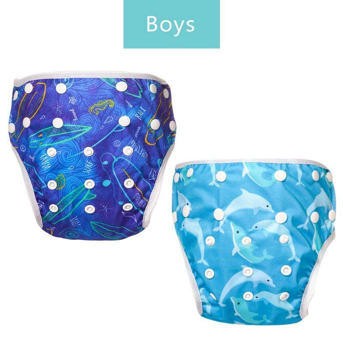 Baby Reusable Swimming Diapers Cartoon Swimwear Children Adjustable Summer Nappy Pants Diaper for Babies