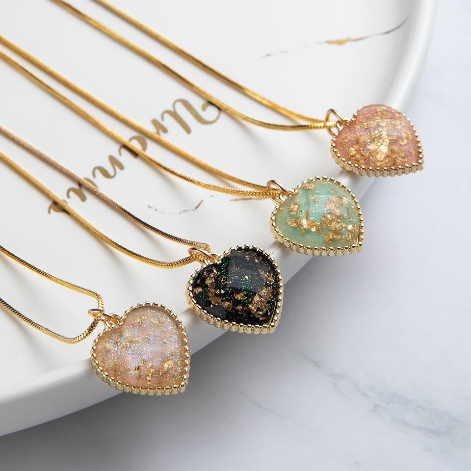 New Romantic Amazing Sweet Cute Colorful Heart Shape Pendant Elegant Link Chain Necklaces Luxury For Women And Girls Wedding Engagement Accessories Jewelry