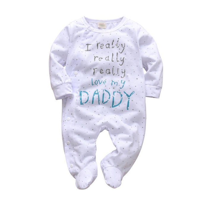 Newborn Baby Rompers Pajama Cotton Cute Letter I Love Daddy and Mummy Long Sleeve rompers Clothes For Baby Kids