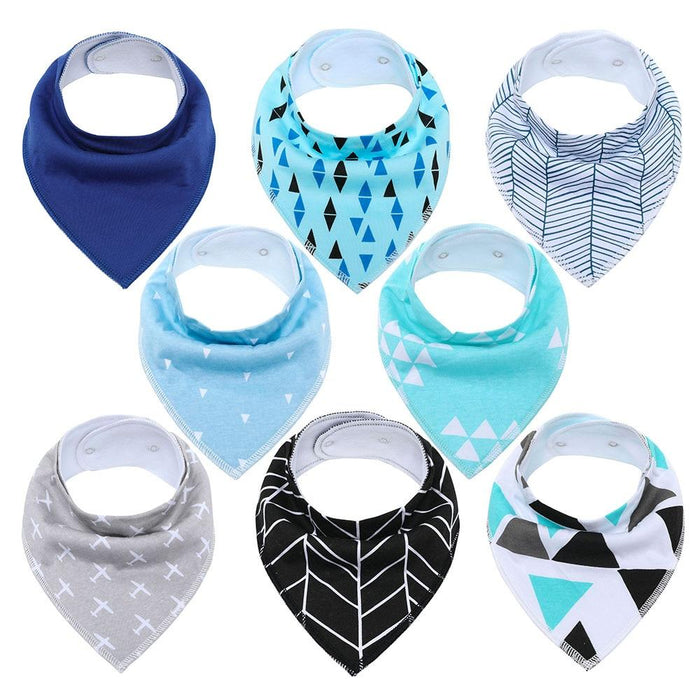 8PCS/SET Pack Baby Bandana Organic Absorbent Soft Cotton Drool Bibsfor Teething And Feeding Bib For Baby and Kids Feeding