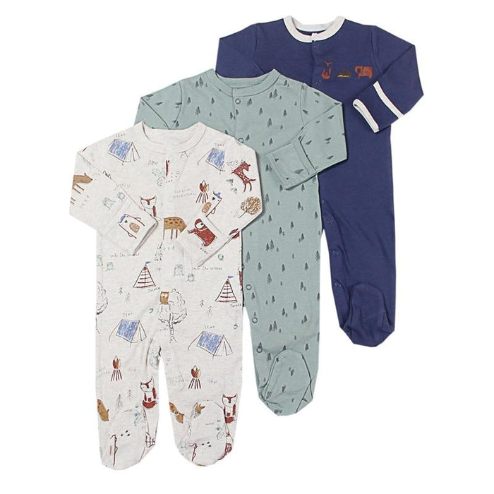 3Pcs Baby unisex Rompers  Long Sleeve Sleep suit Cartoon Jumpsuit Baby Pajamas Stes For Kids Between 0-12Months