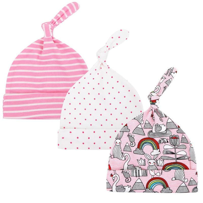 Printed Baby Hats & Caps For Newborn Baby Accessories In Elegant Modern Design Set Of 3PCS For Baby Kids