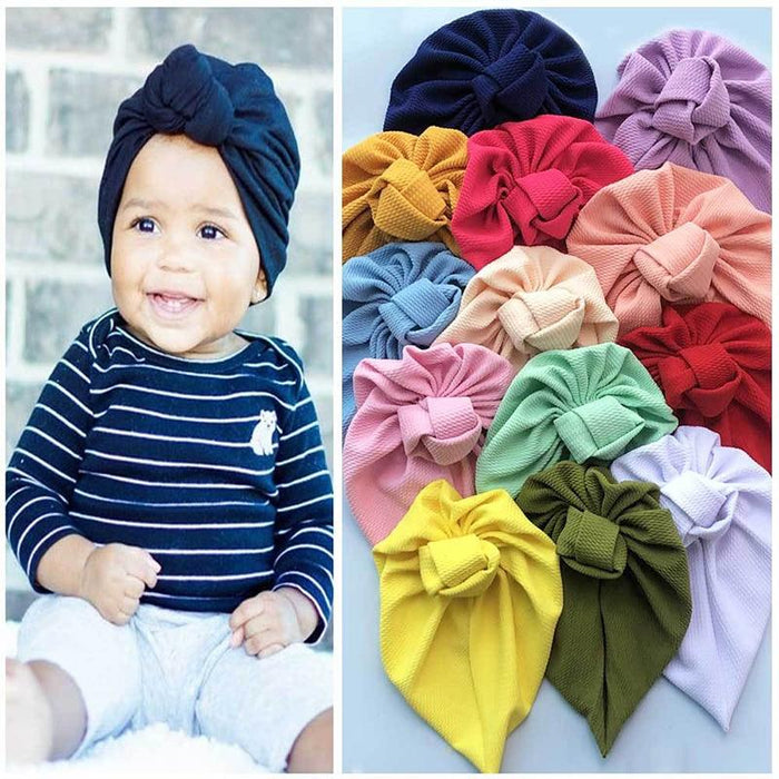 Cute Bows Baby Hat Knot Intant Baby Girls Newborn Turban Soft Children Kids Toddler Beanie Cap