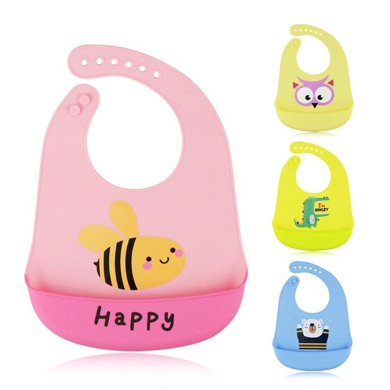 Silicone Baby Eating Bib Children Adjustable Large Boy Girl Saliva Pocket Super Soft Waterproof Bibs For Kids