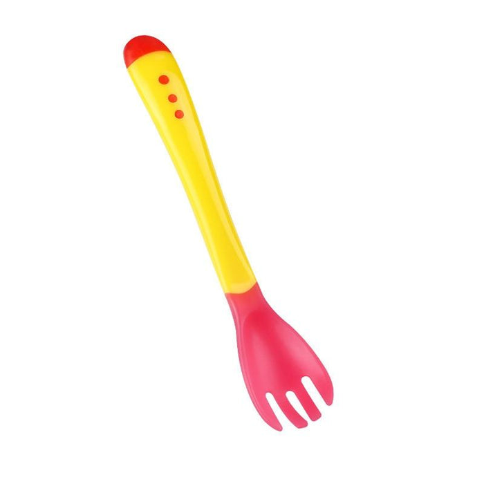 Baby Temperature Sensing Spoon and Fork Soft Head Safety Warm Feeding Warm Soup Fork Children Flatware Feeding Spoons For Baby Care Hot Perfect Gift For Baby