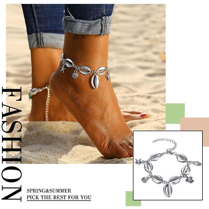 Female Heart Anklets Barefoot Crochet Sandals Foot Jewelry Bracelets For Women Leg Chain