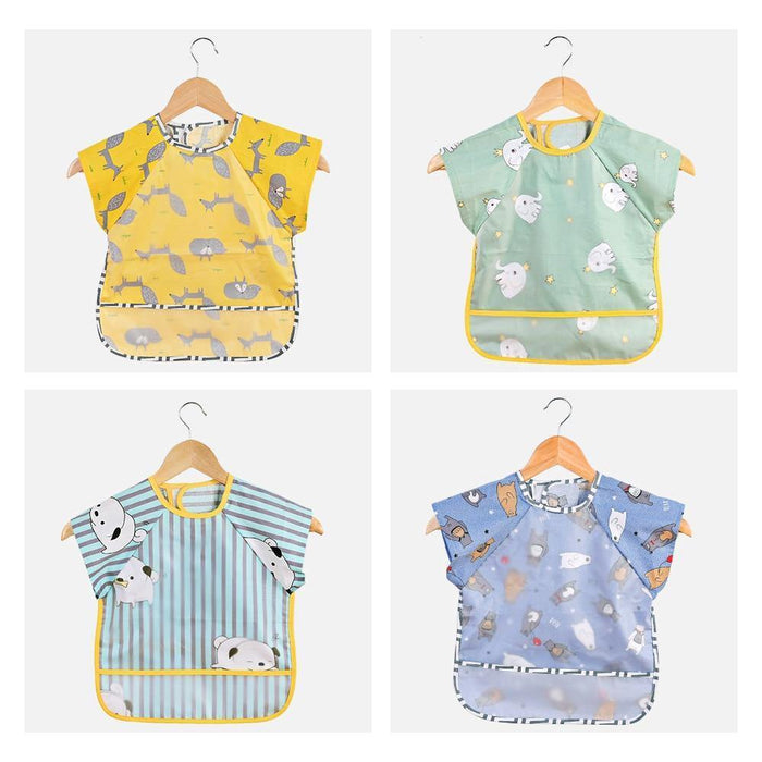 Baby Bibs Cotton Cartoon Children Accessories Short Sleeve Eco Friendly Waterproof Washable Clothing Bib for Kids