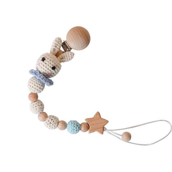 Modern Handmade Pacifier Chain Baby Teething Chains Crochet Rabbit Panda Beads Wooden Clips Wood Tiny Rod  For Kids