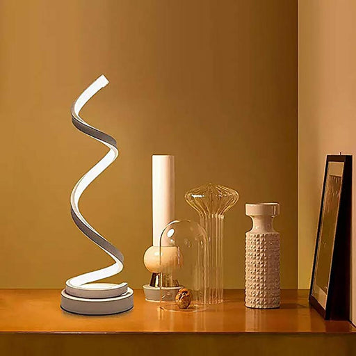 LED Spiral Table Lamp Modern Curved Desk Bedside Lamp Dim able Warm White Light For Living Room And Bedroom