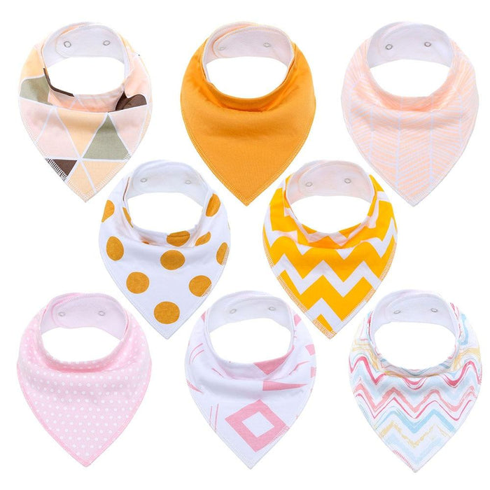 8PCS/SET Pack Baby Bandana Organic Absorbent Soft Cotton Drool Bibsfor Teething And Feeding Bib For Baby and Kids Feeding