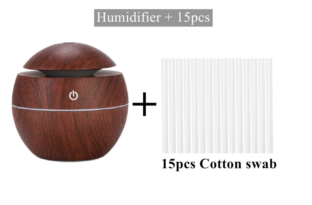 Ultrasonic Air Humidifier Wood Essential Aroma Oil Diffuser With LED Light Electric Aromatherapy Mist Maker