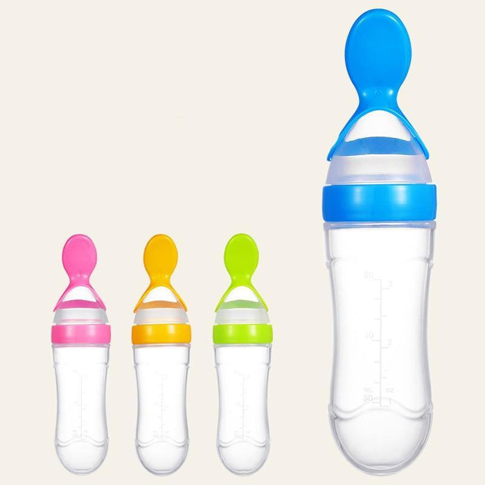 NEW Baby Feeding Bottle Spoon With Silicone Spoon Newborn Infant Squeeze Spoon Toddler Supplement food Bottle Feeder For Kids and Baby