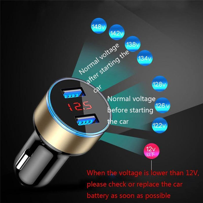 LED Display 3.1A Dual USB Car Charger Universal Mobile Phone Aluminum Car-Chargers