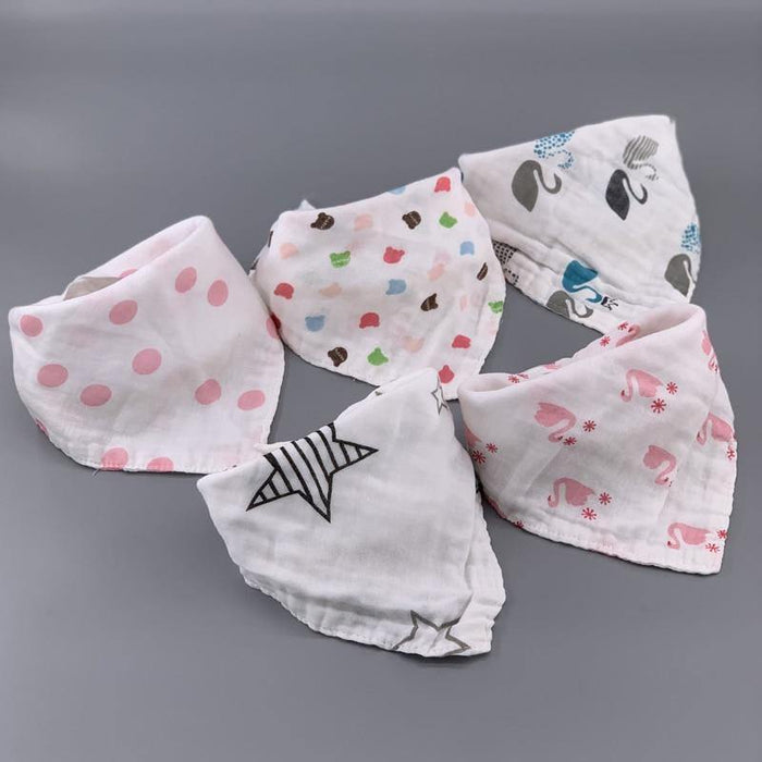 Modern 5PCS/Pack Cotton Baby Bibs 4 Lyers Girls Boys Triangle Feeding Burp Cloth  Collar Scarf For Feeding