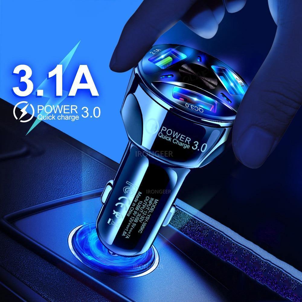 NEW 30W 3A Car Charger Quick Charge 3.0 4.0 Universal 3 USB Port Fast Charging Adapter For Car