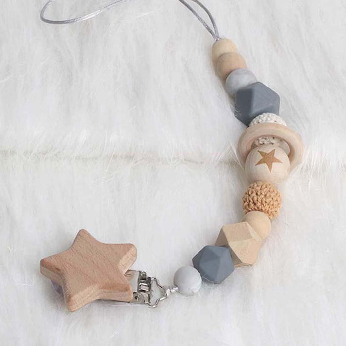 Modern Wood Pacifier Clip Chain Holder Nipples Pacifier Clips Pacifier Teether Teething Toy Cartoo Wooden Bracket For Pacifier For Kids