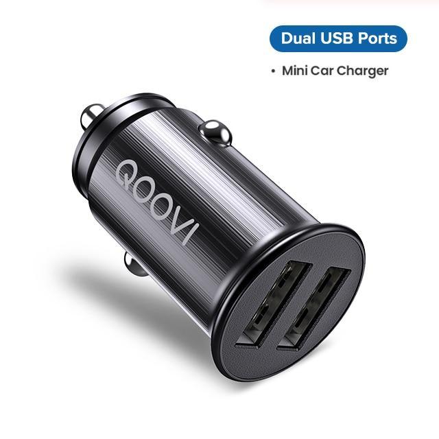 Mini Black Universal Car Charger 2.4A Dual USB Fast Charging Mobile Phone Car Charge GPS For Smartphones