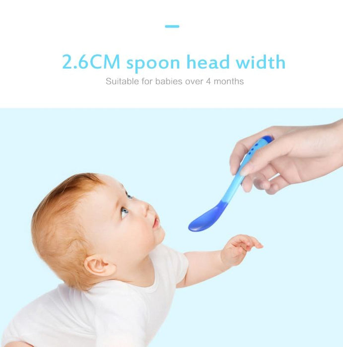 Baby Temperature Sensing Spoon and Fork Soft Head Safety Warm Feeding Warm Soup Fork Children Flatware Feeding Spoons For Baby Care Hot Perfect Gift For Baby