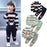 Baby Boy Cartoon Cute Bear Striped Printed Cotton Long Sleeve Two-piece Clothes Set For Boys Kids