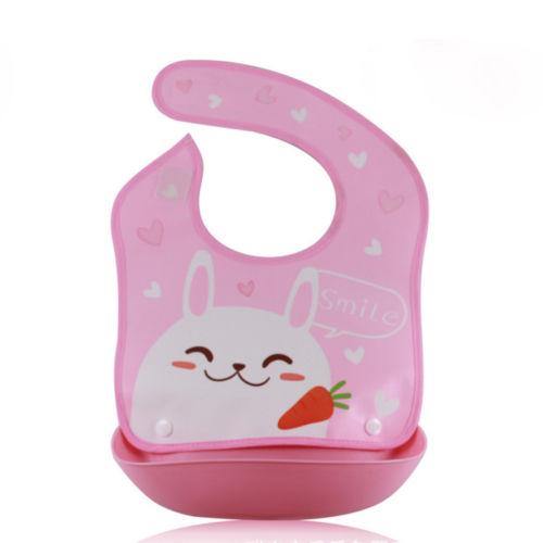 Waterproof Silicone Bib Feeding Food Catcher Baby Newborn Cartoon Aprons Adjustable Baby Bibs For Kids