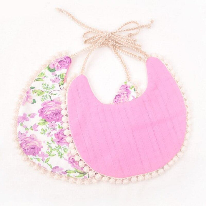 Double-deck Infant Baby Girl Boy Bib Kid Toddler Dinner Feeding Tassel Cotton Linen Burp Cloths