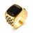 Luxury Gold Men  Men's Stainless Steel Black Stone Gold King Epic Ring Europe and America Style