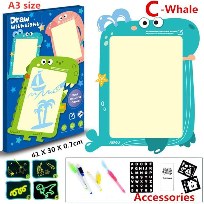 Educational Toy Drawing Board Tablet Graffiti 1pc A4 A3 Led Luminous Magic Raw With Light-fun