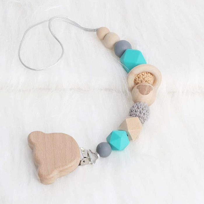 Modern Wood Pacifier Clip Chain Holder Nipples Pacifier Clips Pacifier Teether Teething Toy Cartoo Wooden Bracket For Pacifier For Kids