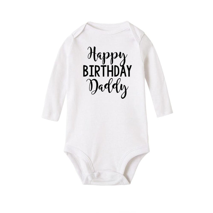 Happy Birthday Daddy Newborn Kids Baby Boys Girls Infant Long Sleeve Jumpsuit ROmper In Modern Designs With Party  Print