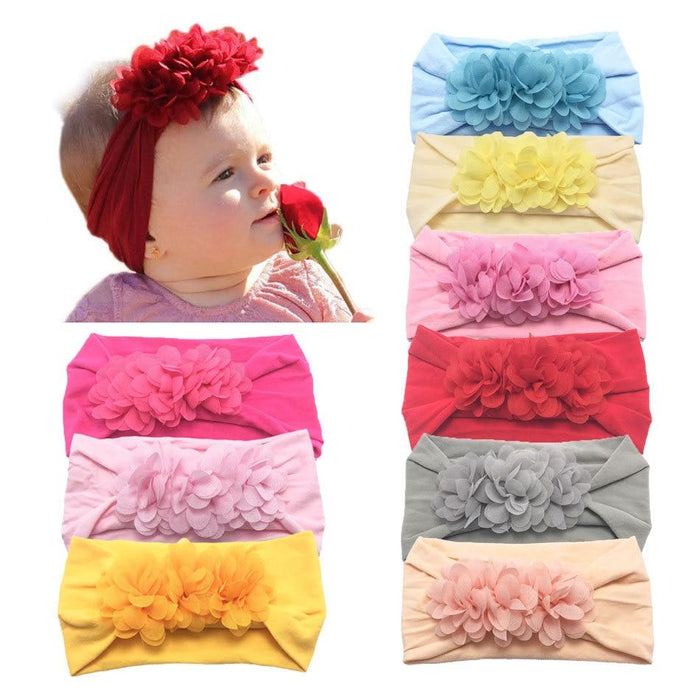 Baby Bows headbands Turban Kids Artificial Floral Elastic Toddler Solid Headband Hair Band Bow For Girls