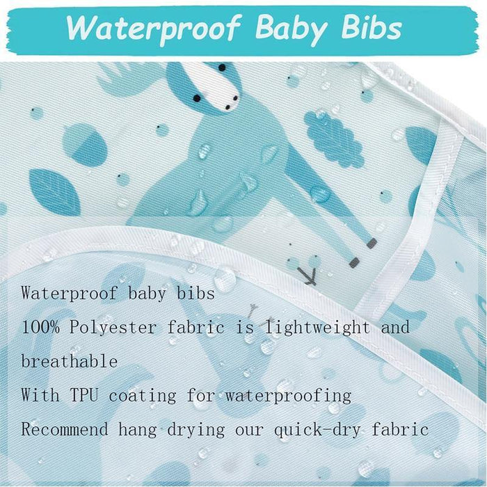 Waterproof Baby Bibs Polyester TPU Feeding Bibs Washable Baby Bibs with Food Catcher For Kids